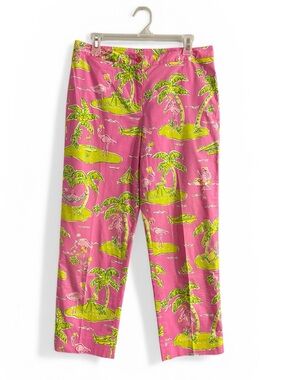 Vtg Lilly Pulitzer Day Tripper Flamingo Golf Tapered Leg khaki Chino Pants